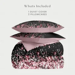 Duvet Cover Set with Glitter Snowflake Design, 100% Cotton, Soft and Breathable Bedding Set, Includes Duvet Cover and Pillowcases, Elegant and Stylish for Winter Décor, Durable and Machine Washable