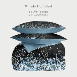 Duvet Cover Set with Glitter Snowflake Design, 100% Cotton, Soft and Breathable Bedding Set, Includes Duvet Cover and Pillowcases, Elegant and Stylish for Winter Décor, Durable and Machine Washable