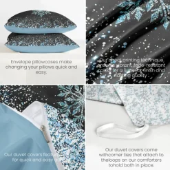 Duvet Cover Set with Glitter Snowflake Design, 100% Cotton, Soft and Breathable Bedding Set, Includes Duvet Cover and Pillowcases, Elegant and Stylish for Winter Décor, Durable and Machine Washable