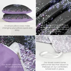Duvet Cover Set with Glitter Snowflake Design, 100% Cotton, Soft and Breathable Bedding Set, Includes Duvet Cover and Pillowcases, Elegant and Stylish for Winter Décor, Durable and Machine Washable