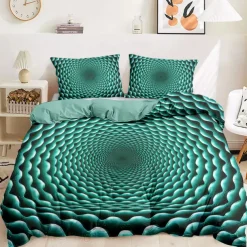 Duvet Cover Set with Optical Illusion Graphic Prints, 100% Cotton Bedding Set, Ultra-Soft and Breathable Material, Includes Duvet Cover and Pillowcases, Modern and Stylish Design, Durable