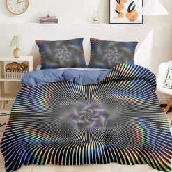 Duvet Cover Set with Optical Illusion Graphic Prints, 100% Cotton Bedding Set, Ultra-Soft and Breathable Material, Includes Duvet Cover and Pillowcases, Modern and Stylish Design, Durable