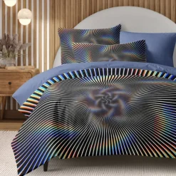 Duvet Cover Set with Optical Illusion Graphic Prints, 100% Cotton Bedding Set, Ultra-Soft and Breathable Material, Includes Duvet Cover and Pillowcases, Modern and Stylish Design, Durable