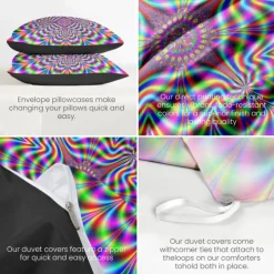 Duvet Cover Set with Optical Illusion Graphic Prints, 100% Cotton Bedding Set, Ultra-Soft and Breathable Material, Includes Duvet Cover and Pillowcases, Modern and Stylish Design, Durable