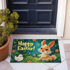 Easter Bunny Doormat Floor Mats Washable Rugs Kitchen Mat Non-Slip Oil Proof Rug Indoor Outdoor Mat Bedroom Decor Bathroom Mat Entrance Rug