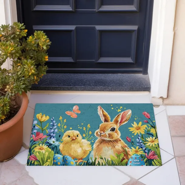 Easter Bunny Doormat Floor Mats Washable Rugs Kitchen Mat Non-Slip Oil Proof Rug Indoor Outdoor Mat Bedroom Decor Bathroom Mat Entrance Rug