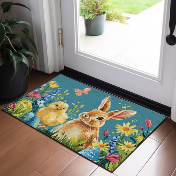 Easter Bunny Doormat Floor Mats Washable Rugs Kitchen Mat Non-Slip Oil Proof Rug Indoor Outdoor Mat Bedroom Decor Bathroom Mat Entrance Rug