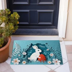 Easter Bunny Doormat Floor Mats Washable Rugs Kitchen Mat Non-Slip Oil Proof Rug Indoor Outdoor Mat Bedroom Decor Bathroom Mat Entrance Rug Folk Art
