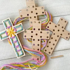 Easter Crosses - Complete Yarn Craft Kit for Easter Gift, Easter Crosses Craft Kit for Easter Decor, for Easter Baskets, Sunday School,Family, Small Group Crafts