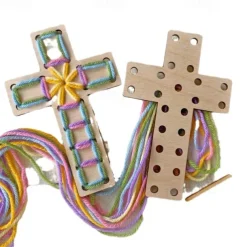 Easter Crosses - Complete Yarn Craft Kit for Easter Gift, Easter Crosses Craft Kit for Easter Decor, for Easter Baskets, Sunday School,Family, Small Group Crafts