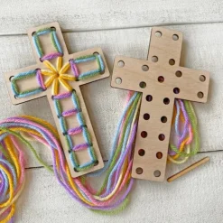 Easter Crosses - Complete Yarn Craft Kit for Easter Gift, Easter Crosses Craft Kit for Easter Decor, for Easter Baskets, Sunday School,Family, Small Group Crafts