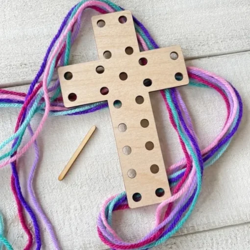 Easter Crosses - Complete Yarn Craft Kit for Easter Gift, Easter Crosses Craft Kit for Easter Decor, for Easter Baskets, Sunday School,Family, Small Group Crafts