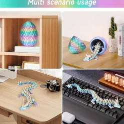 Easter 3D Printed Dragon Egg, Mystery Crystal Dragon Egg Fidget Toys Surprise, Easter Eggs Articulated Crystal Dragon Eggs with Dragon Inside
