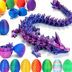 Easter 3D Printed Dragon Egg, Mystery Crystal Dragon Egg Fidget Toys Surprise, Easter Eggs Articulated Crystal Dragon Eggs with Dragon Inside