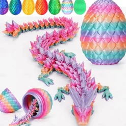 Easter 3D Printed Dragon Egg, Mystery Crystal Dragon Egg Fidget Toys Surprise, Easter Eggs Articulated Crystal Dragon Eggs with Dragon Inside