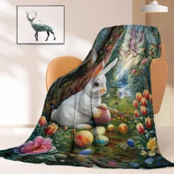 Easter Day Bunny Rabbit Pattern Throws Blanket Flannel Throw Blankets Warm All Seasons Gifts Big Blanket
