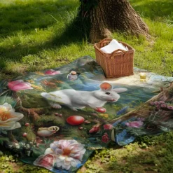 Easter Day Bunny Rabbit Pattern Throws Blanket Flannel Throw Blankets Warm All Seasons Gifts Big Blanket