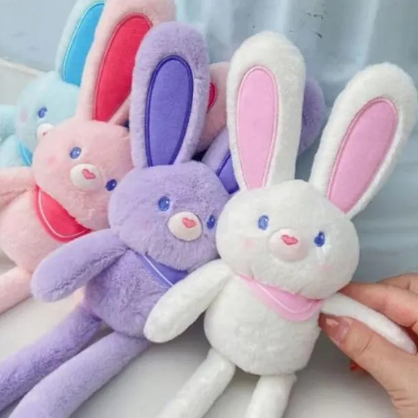 Easter Gift for Kids Pull Up Rabbit Plush Toy,Easter Bunny Pull-up Toys,nteractive Stretchy Design Funny Rabbit Keychain Plush Rabbit Toy,12" Pull up Rabbit Pendant for Birthdays