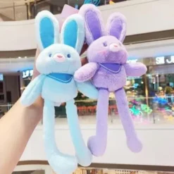 Easter Gift for Kids Pull Up Rabbit Plush Toy,Easter Bunny Pull-up Toys,nteractive Stretchy Design Funny Rabbit Keychain Plush Rabbit Toy,12