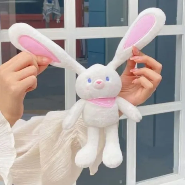 Easter Gift for Kids Pull Up Rabbit Plush Toy,Easter Bunny Pull-up Toys,nteractive Stretchy Design Funny Rabbit Keychain Plush Rabbit Toy,12" Pull up Rabbit Pendant for Birthdays