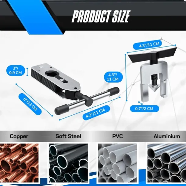 Eccentric Flaring Tool, HVAC Kit for 3/16-5/8 inch Pipes and Tubing, Brass, Aluminum, Copper, Flare Tool Kit with SAE 45 Degree Angle Cone for HVAC Gas Cooling Brake Line