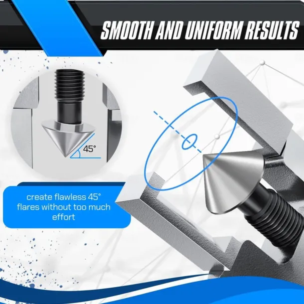 Eccentric Flaring Tool, HVAC Kit for 3/16-5/8 inch Pipes and Tubing, Brass, Aluminum, Copper, Flare Tool Kit with SAE 45 Degree Angle Cone for HVAC Gas Cooling Brake Line