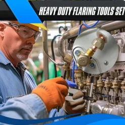 Eccentric Flaring Tool, HVAC Kit for 3/16-5/8 inch Pipes and Tubing, Brass, Aluminum, Copper, Flare Tool Kit with SAE 45 Degree Angle Cone for HVAC Gas Cooling Brake Line