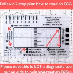 ECG 7 Step Ruler, ECG Ruler Plastic Ruler Measuring Tool, ECG 7 Step Ruler for ECG/EKG Interpretation, Transparent EKG Calipers Measuring Tool, Follow a 7 Step Plan