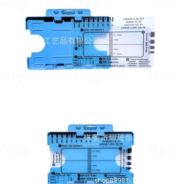 ECG 7 Step Ruler, ECG Ruler Plastic Ruler Measuring Tool, ECG 7 Step Ruler for ECG/EKG Interpretation, Transparent EKG Calipers Measuring Tool, Follow a 7 Step Plan