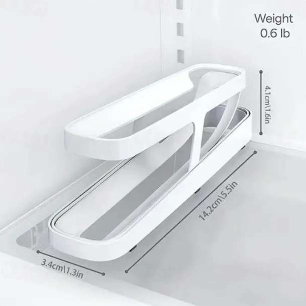 Egg Dispenser, Automatic Roll-on 2-Tiers Egg Trays, Egg Storage Box For Refrigerator, Plastic Egg Basket, Egg Fresh-Keeping Organizer, Kitchen Storage Accessories