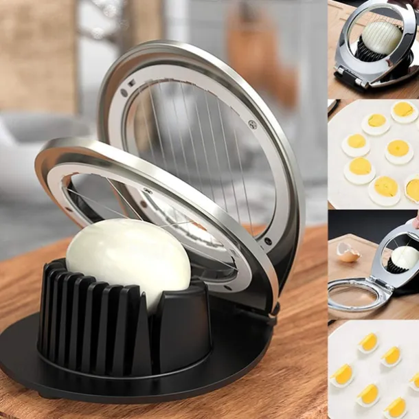Egg Slicer, BIBURY Egg Slicer for Hard Boiled Eggs, Egg Cutter Heavy Duty for Strawberry Fruit Garnish Slicer, Stainless Steel Wire with 3 Slicing Styles, Easy to Clean