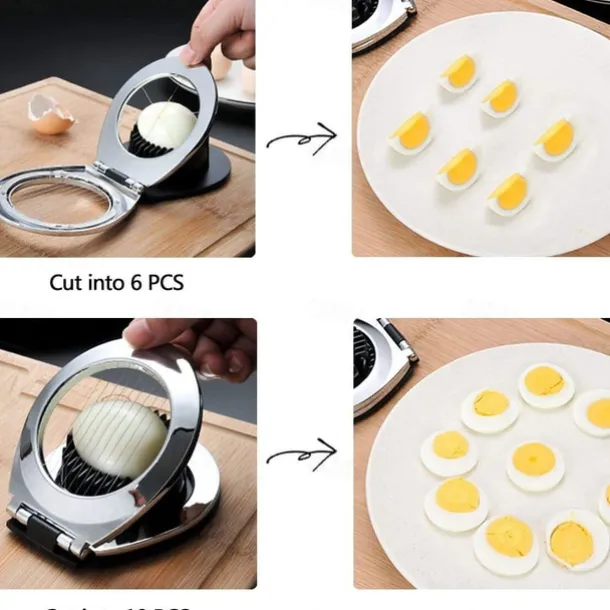 Egg Slicer, BIBURY Egg Slicer for Hard Boiled Eggs, Egg Cutter Heavy Duty for Strawberry Fruit Garnish Slicer, Stainless Steel Wire with 3 Slicing Styles, Easy to Clean