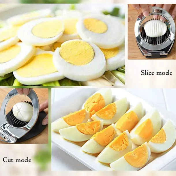 Egg Slicer, BIBURY Egg Slicer for Hard Boiled Eggs, Egg Cutter Heavy Duty for Strawberry Fruit Garnish Slicer, Stainless Steel Wire with 3 Slicing Styles, Easy to Clean
