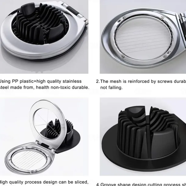 Egg Slicer, BIBURY Egg Slicer for Hard Boiled Eggs, Egg Cutter Heavy Duty for Strawberry Fruit Garnish Slicer, Stainless Steel Wire with 3 Slicing Styles, Easy to Clean
