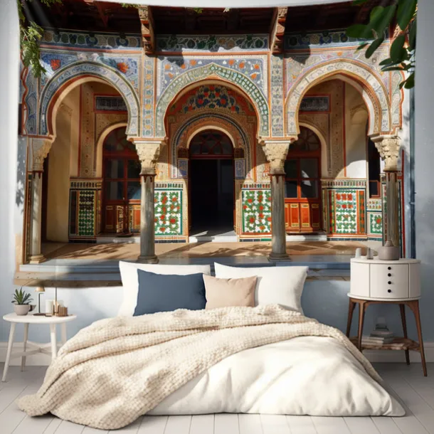 Eid Mubarak Ramadan Hanging Tapestry Inside Mosque Wall Art Large Tapestry Mural Decor Photograph Backdrop Blanket Curtain Home Bedroom Living Room Decoration