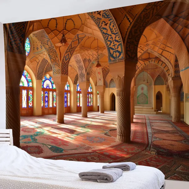 Eid Mubarak Ramadan Hanging Tapestry Inside Mosque Wall Art Large Tapestry Mural Decor Photograph Backdrop Blanket Curtain Home Bedroom Living Room Decoration