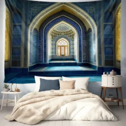 Eid Mubarak Ramadan Hanging Tapestry Inside Mosque Wall Art Large Tapestry Mural Decor Photograph Backdrop Blanket Curtain Home Bedroom Living Room Decoration