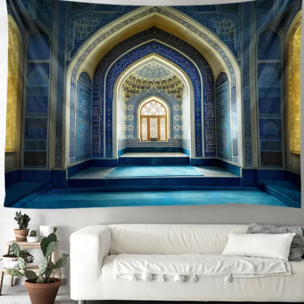 Eid Mubarak Ramadan Hanging Tapestry Inside Mosque Wall Art Large Tapestry Mural Decor Photograph Backdrop Blanket Curtain Home Bedroom Living Room Decoration