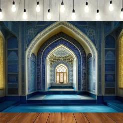 Eid Mubarak Ramadan Hanging Tapestry Inside Mosque Wall Art Large Tapestry Mural Decor Photograph Backdrop Blanket Curtain Home Bedroom Living Room Decoration