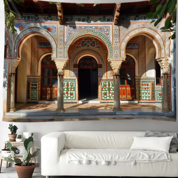 Eid Mubarak Ramadan Hanging Tapestry Inside Mosque Wall Art Large Tapestry Mural Decor Photograph Backdrop Blanket Curtain Home Bedroom Living Room Decoration