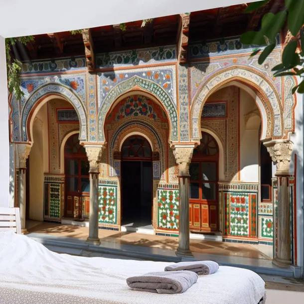 Eid Mubarak Ramadan Hanging Tapestry Inside Mosque Wall Art Large Tapestry Mural Decor Photograph Backdrop Blanket Curtain Home Bedroom Living Room Decoration