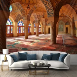 Eid Mubarak Ramadan Hanging Tapestry Inside Mosque Wall Art Large Tapestry Mural Decor Photograph Backdrop Blanket Curtain Home Bedroom Living Room Decoration