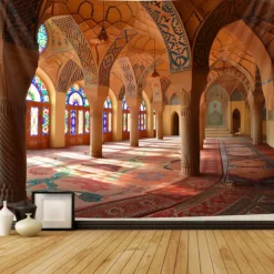 Eid Mubarak Ramadan Hanging Tapestry Inside Mosque Wall Art Large Tapestry Mural Decor Photograph Backdrop Blanket Curtain Home Bedroom Living Room Decoration