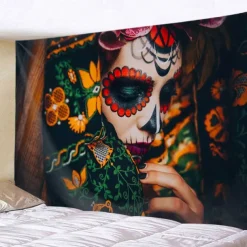 El Día de los Muertos Party Wall Tapestry Art Decor Blanket Curtain Hanging Home Bedroom Living Room Decoration Polyester Day of Dead