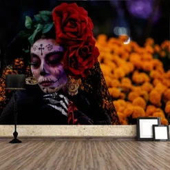 El Día de los Muertos Party Wall Tapestry Art Decor Blanket Curtain Hanging Home Bedroom Living Room Decoration Polyester Day of Dead