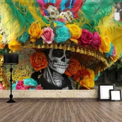 El Día de los Muertos Party Wall Tapestry Art Decor Blanket Curtain Hanging Home Bedroom Living Room Decoration Polyester Day of Dead