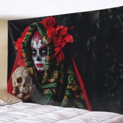 El Día de los Muertos Party Wall Tapestry Art Decor Blanket Curtain Hanging Home Bedroom Living Room Decoration Polyester Day of Dead