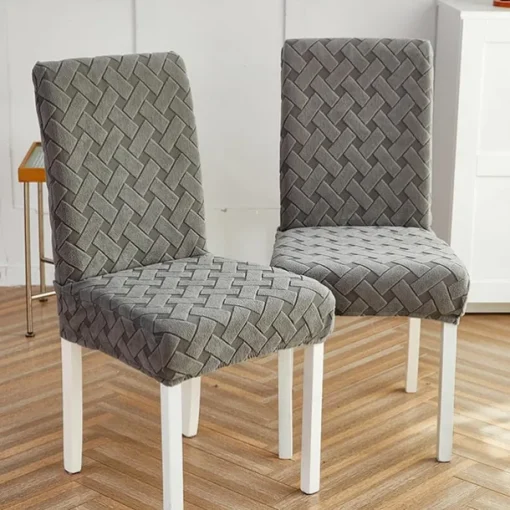 Elastic Dining Chair Cover Stretch Removable Washable Short Jacquard High Back Dining Chair Cover Protector Seat Slipcover