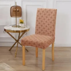 Elastic Dining Chair Cover Stretch Removable Washable Short Jacquard High Back Dining Chair Cover Protector Seat Slipcover