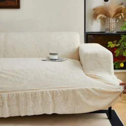 Elastic Jacquard Fabric Style of Skirt Sofa Cover Stretch Couch Cover Sectional L Shape Sofa Slipcover Corner Case for Living Room 1/2/3/4 Seat